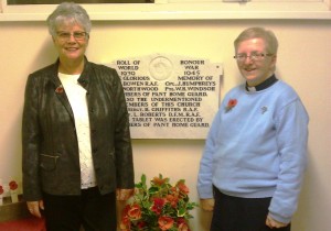 Beryl Phillips, secretary of Pant Memorial Hall with Rev. Kathryn Trimby
