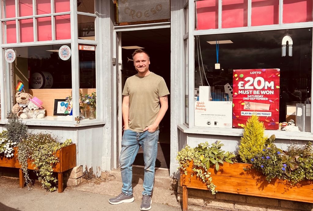 Duncan Borthwick outside Llanymynech shop
